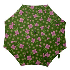 Pink Flower Background Pattern Hook Handle Umbrellas (small) by Ravend