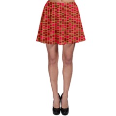 Geometry Background Red Rectangle Pattern Skater Skirt
