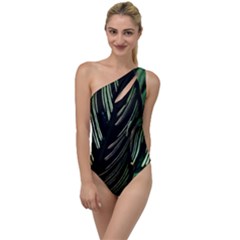 Calathea Leaves Strippe Line To One Side Swimsuit