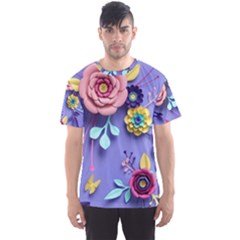 3d Flowers Pattern Flora Background Men s Sport Mesh T-shirt