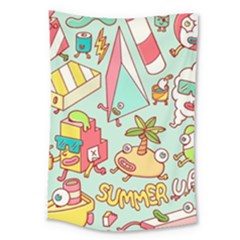 Summer Up Cute Doodle Large Tapestry