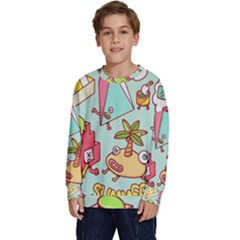 Summer Up Cute Doodle Kids  Crewneck Sweatshirt