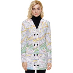 London City Map Button Up Hooded Coat  by Bedest