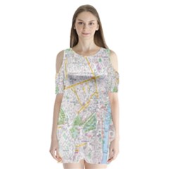 London City Map Shoulder Cutout Velvet One Piece by Bedest