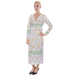 London City Map Velvet Maxi Wrap Dress by Bedest