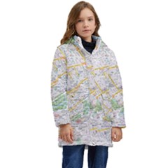 London City Map Kids  Hooded Longline Puffer Jacket by Bedest