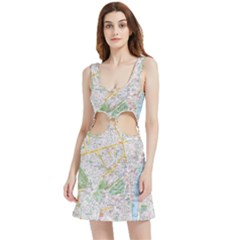 London City Map Velour Cutout Dress by Bedest