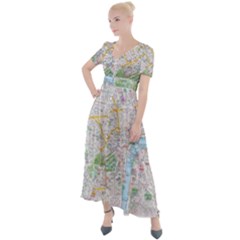 London City Map Button Up Short Sleeve Maxi Dress by Bedest