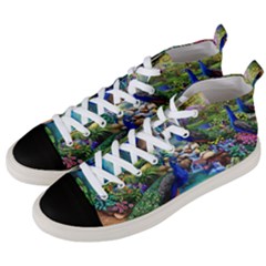 Peacocks  Fantasy Garden Men s Mid-top Canvas Sneakers