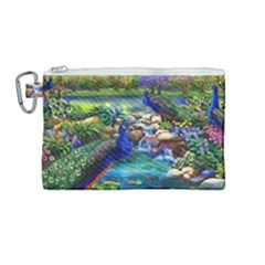 Peacocks  Fantasy Garden Canvas Cosmetic Bag (medium)