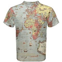 Vintage Old Antique World Map Men s Cotton T-shirt