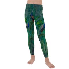 Peacock Paradise Jungle Kids  Lightweight Velour Leggings