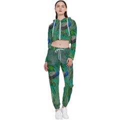 Peacock Paradise Jungle Cropped Zip Up Lounge Set by Bedest