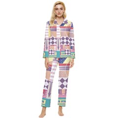 Abstract Shapes Colors Gradient Womens  Long Sleeve Velvet Pocket Pajamas Set