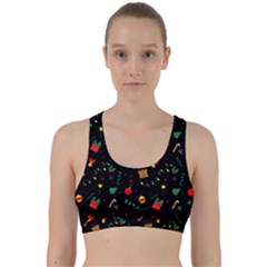 Christmas Pattern Texture Colorful Wallpaper Back Weave Sports Bra