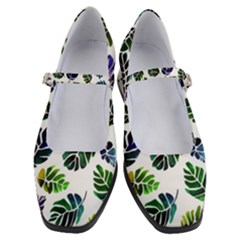 Leaves Watercolor Ornamental Decorative Design Women s Mary Jane Shoes