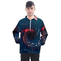 Fluid Swirl Spiral Twist Liquid Abstract Pattern Men s Half Zip Pullover by Ravend