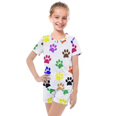 Pawprints-paw-prints-paw-animal Kids  Mesh T-shirt And Shorts Set