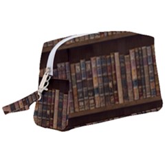 Old Bookshelf Orderly Antique Books Wristlet Pouch Bag (large) by Ravend