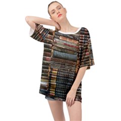 Pile Of Books Photo Of Assorted Book Lot Backyard Antique Store Oversized Chiffon Top by Ravend