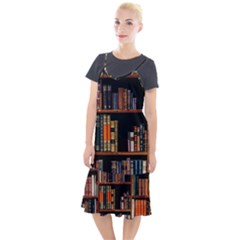 Assorted Title Of Books Piled In The Shelves Assorted Book Lot Inside The Wooden Shelf Camis Fishtail Dress by Ravend