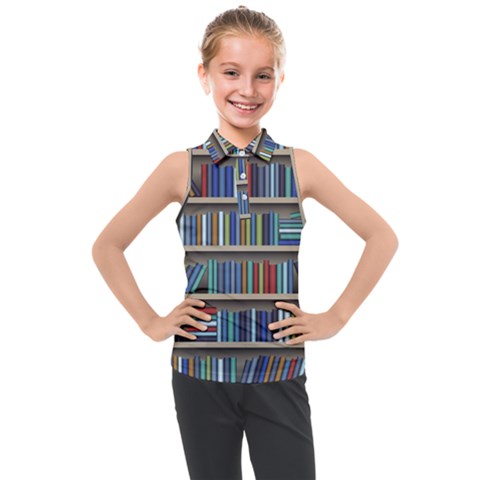 Bookshelf Kids  Sleeveless Polo T-shirt by Ravend