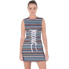 Stripes Lace Up Front Bodycon Dress