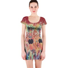 Indonesia-lukisan-picture Short Sleeve Bodycon Dress by nateshop