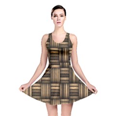 Brown Weaving Texture, Macro, Brown Wickerwork Reversible Skater Dress by nateshop