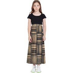 Brown Weaving Texture, Macro, Brown Wickerwork Kids  Flared Maxi Skirt by nateshop