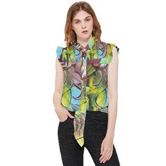 Detail Of A Bright Abstract Painted Art Background Texture Colors Frill Detail Shirt