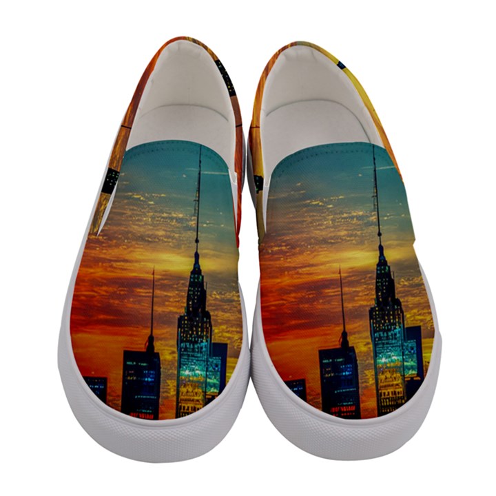 New York City Skyline Usa Women s Canvas Slip Ons