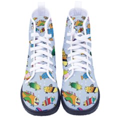 Fish Ocean Sea Water Diving Blue Women s High-top Canvas Sneakers by Ndabl3x