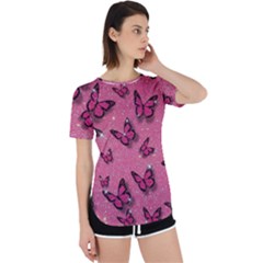 Pink Glitter Butterfly Perpetual Short Sleeve T-shirt