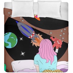 Girl Bed Space Planet Spaceship Duvet Cover Double Side (king Size)