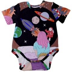 Girl Bed Space Planet Spaceship Baby Short Sleeve Bodysuit