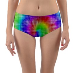 Watercolor-batik Reversible Mid-waist Bikini Bottoms by nateshop