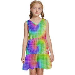 Watercolor-batik Kids  Sleeveless Tiered Mini Dress by nateshop