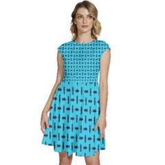 Pattern-123 Cap Sleeve High Waist Dress by nateshop
