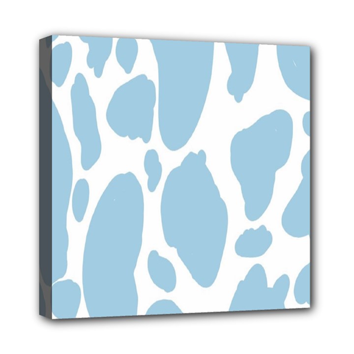 Cow Print, Aesthetic, Y, Blue, Baby Blue, Pattern, Simple Mini Canvas 8  x 8  (Stretched)