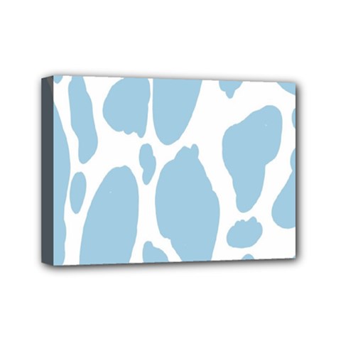 Cow Print, Aesthetic, Y, Blue, Baby Blue, Pattern, Simple Mini Canvas 7  X 5  (stretched) by nateshop