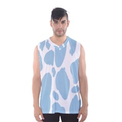 Cow Print, Aesthetic, Y, Blue, Baby Blue, Pattern, Simple Men s Basketball Tank Top by nateshop