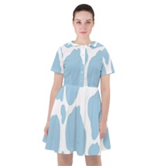 Cow Print, Aesthetic, Y, Blue, Baby Blue, Pattern, Simple Sailor Dress by nateshop