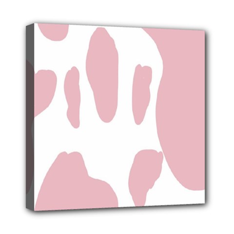 Cow Print, Pink, Design, Pattern, Animal, Baby Pink, Simple, Mini Canvas 8  X 8  (stretched) by nateshop