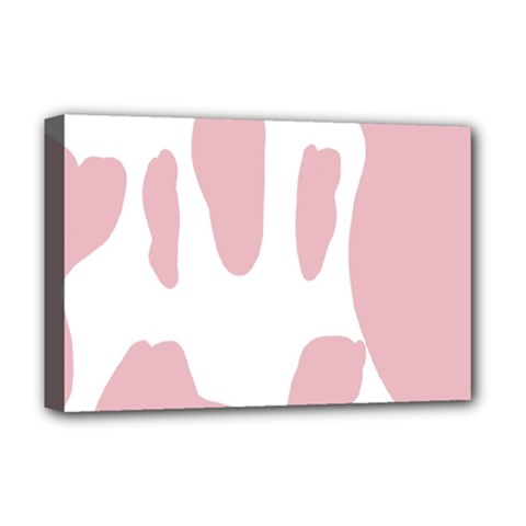 Cow Print, Pink, Design, Pattern, Animal, Baby Pink, Simple, Deluxe Canvas 18  X 12  (stretched) by nateshop