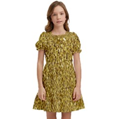 Gold Glittering Background Gold Glitter Texture, Close-up Kids  Puff Sleeved Dress by nateshop