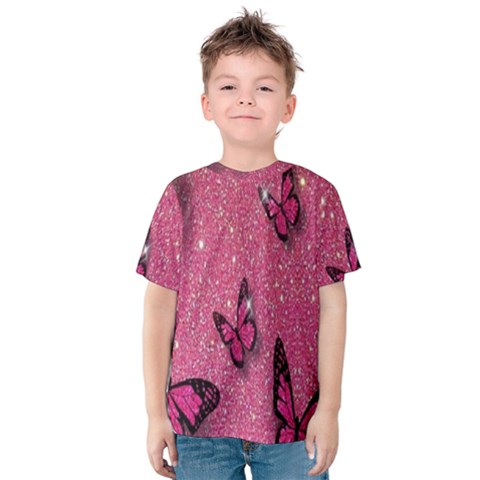 Butterfly, Girl, Pink, Wallpaper Kids  Cotton T-shirt by nateshop