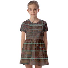 Digital Art Moog Music Synthesizer Vintage Kids  Short Sleeve Pinafore Style Dress