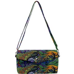 Multicolored Abstract Painting Artwork Psychedelic Colorful Removable Strap Clutch Bag