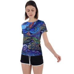 Multicolored Abstract Painting Artwork Psychedelic Colorful Back Circle Cutout Sports T-shirt by Bedest